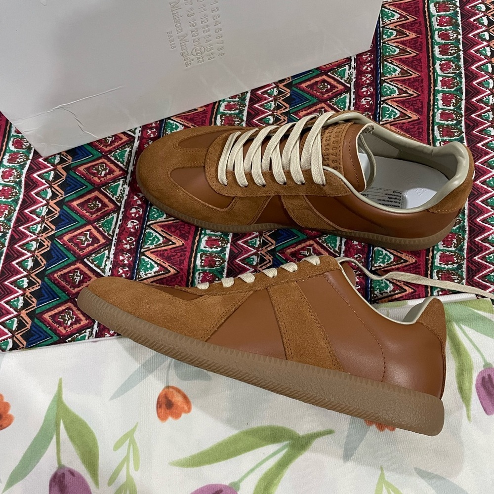Maison Martin Margiela Men's Casual Suede & Leather Sneaker in Brown - Picture 2 of 8